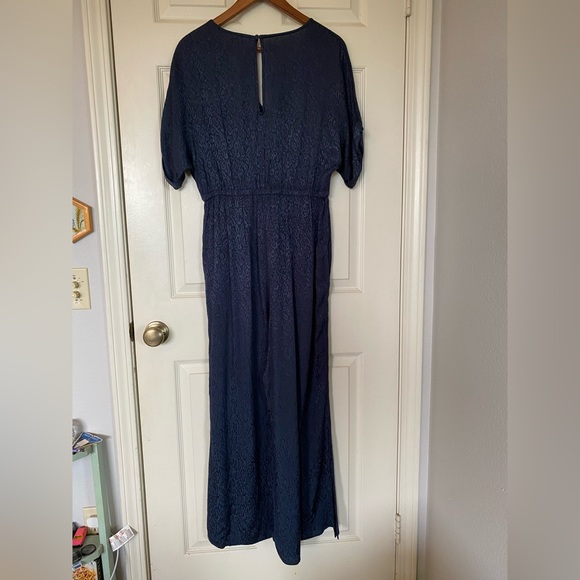 Anthropologie MAEVE Jacqueline Jacquard Jumpsuit in Navy - size small petite - Picture 6 of 16